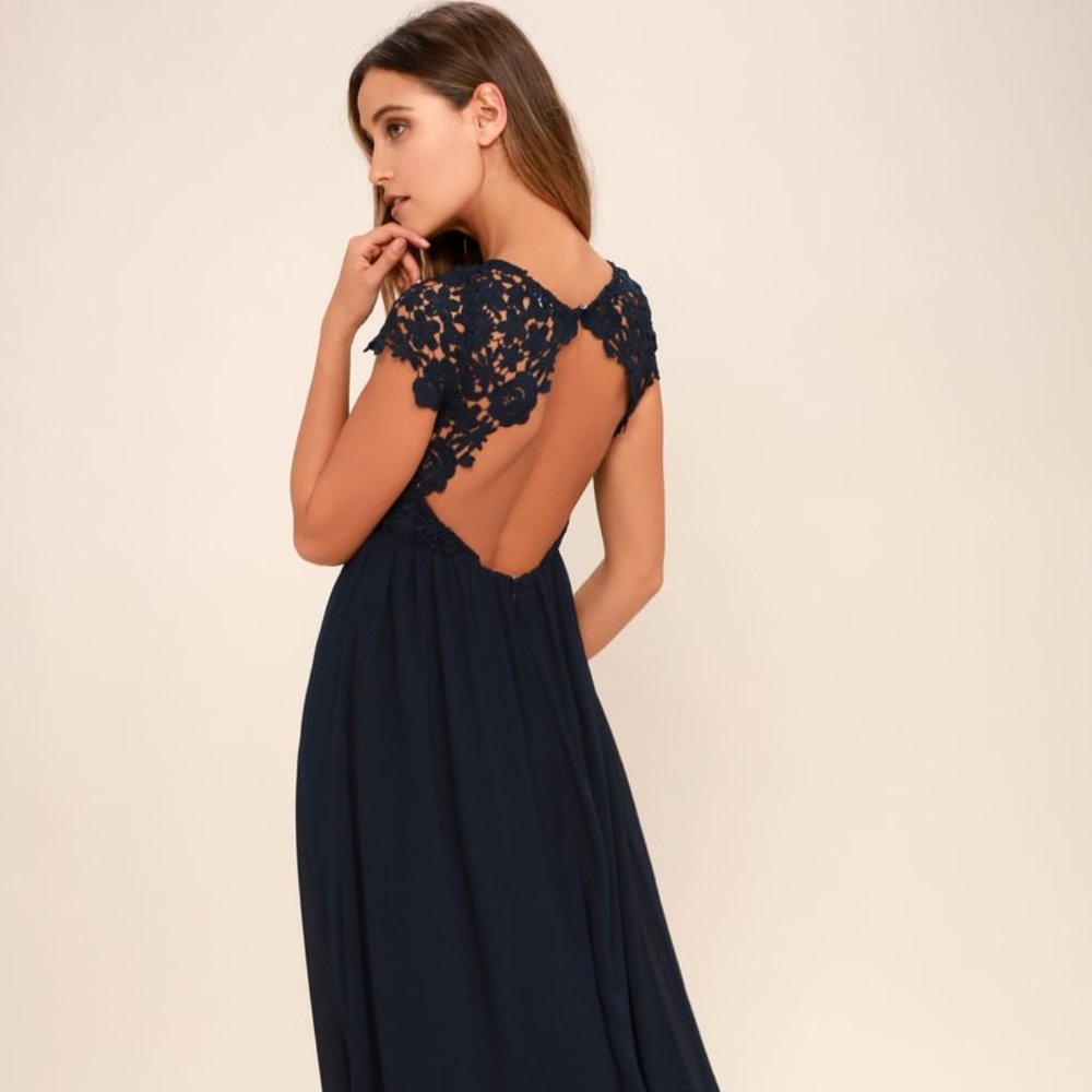 Lulu's the Greatest Backless Lace Maxi Dress